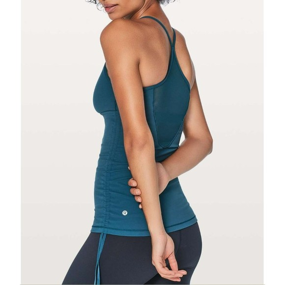 Lululemon Womens Full Freedom Yoga Tank Size 4 in Nile Blue Nulu Cinch Up Sides - Picture 5 of 16